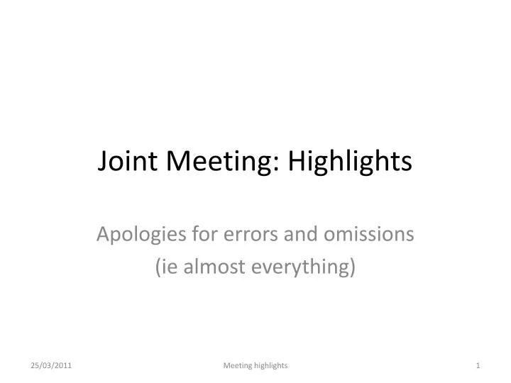 joint meeting highlights