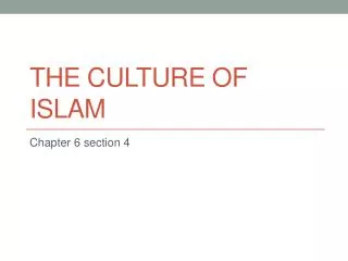 The Culture of Islam