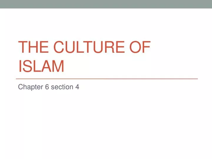 the culture of islam