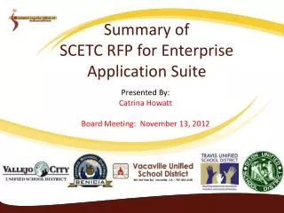 Summary of SCETC RFP for Enterprise Application Suite