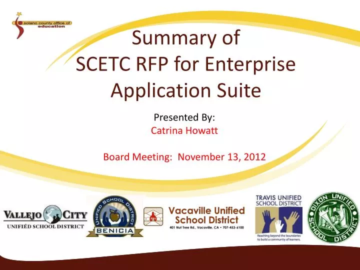 summary of scetc rfp for enterprise application suite