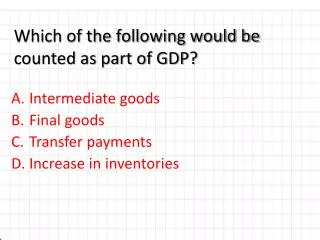 Which of the following would be counted as part of GDP?