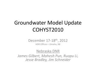 Groundwater Model Update COHYST2010