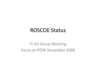 ROSCOE Status