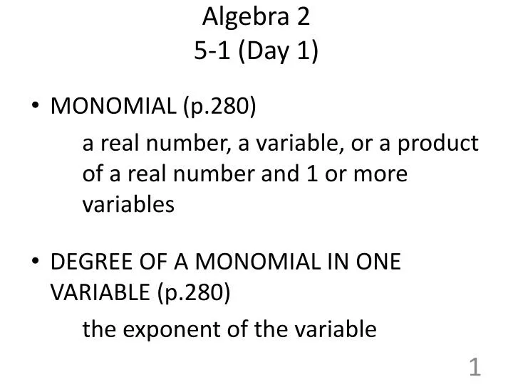 algebra 2 5 1 day 1