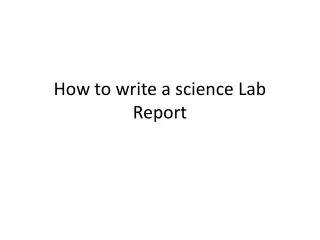 How to write a science Lab Report