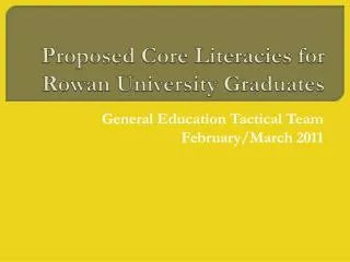 Proposed Core Literacies for Rowan University Graduates