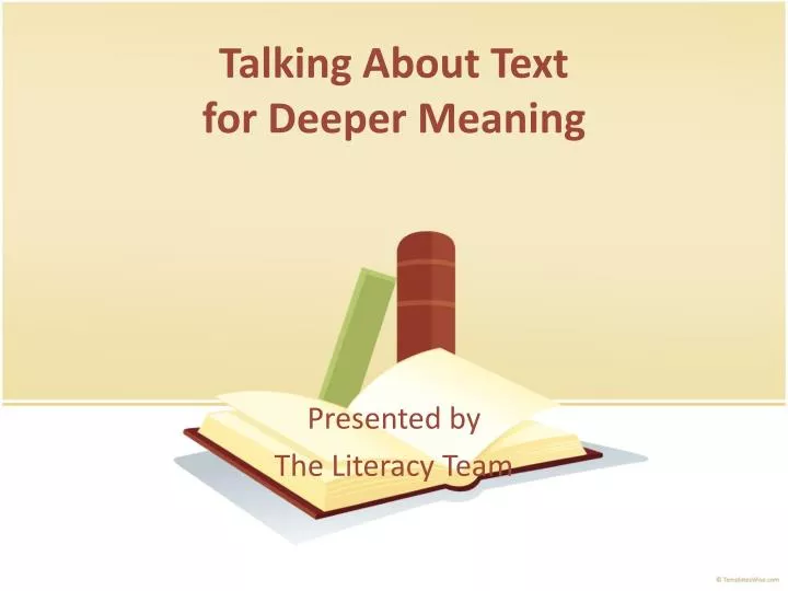 talking about text for deeper meaning