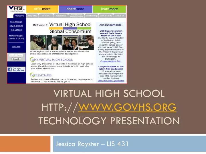 virtual high school http www govhs org technology presentation