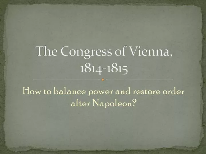 the congress of vienna 1814 1815