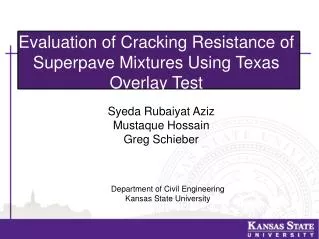 Department of Civil Engineering Kansas State University