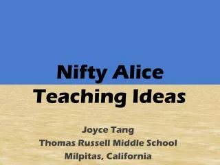 Nifty Alice Teaching Ideas
