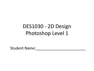 DES1030 - 2D Design Photoshop Level 1