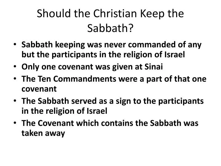 should the christian keep the sabbath