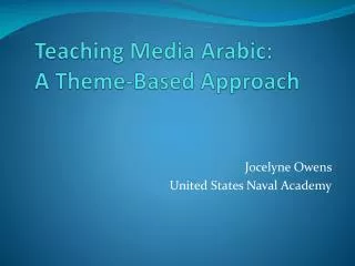 Teaching Media Arabic: A Theme-Based Approach