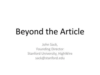 Beyond the Article