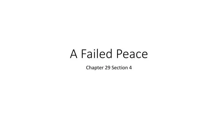 a failed peace