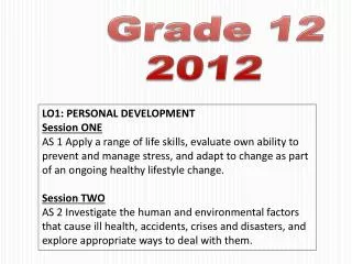 Grade 12 2012