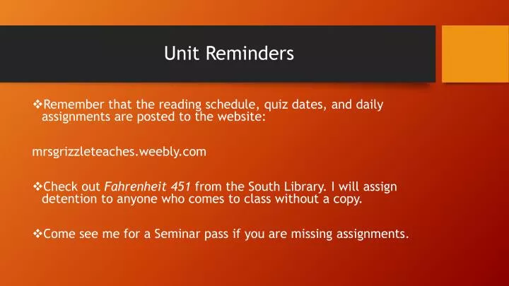 unit reminders