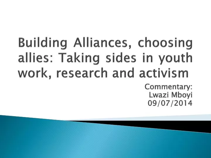 building alliances choosing allies taking sides in youth work research and activism