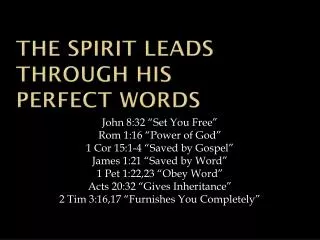 The Spirit leads through His Perfect Words