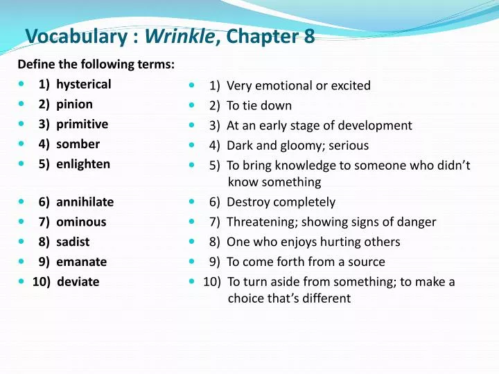 vocabulary wrinkle chapter 8