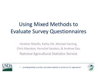 Using Mixed Methods to Evaluate Survey Questionnaires