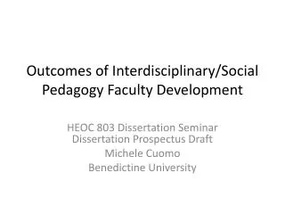 Outcomes of Interdisciplinary/Social Pedagogy Faculty Development