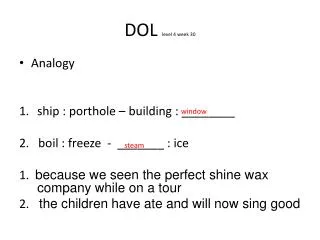 DOL level 4 week 30