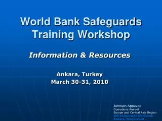 World Bank Safeguards Training Workshop