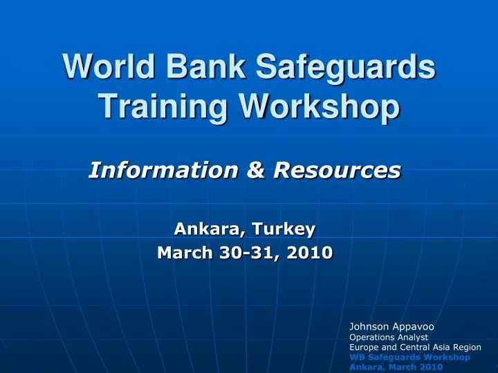 world bank safeguards training workshop