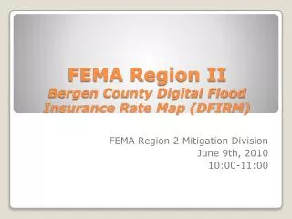 FEMA Region II Bergen County Digital Flood Insurance Rate Map (DFIRM)