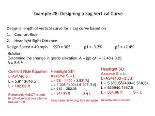 Example #8: Designing a Sag Vertical Curve