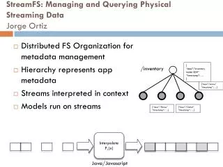StreamFS : Managing and Querying Physical Streaming Data Jorge Ortiz