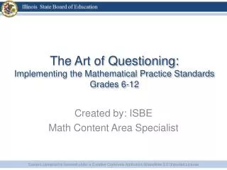 The Art of Questioning: Implementing the Mathematical Practice Standards Grades 6-12