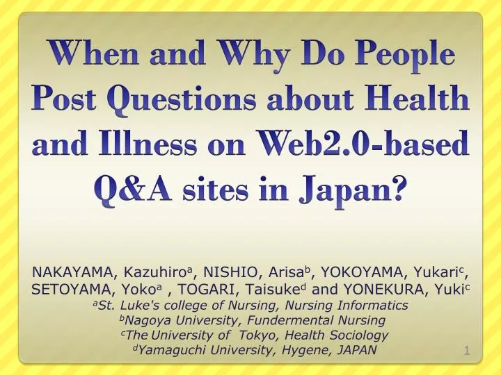 when and why do people post questions about health and illness on web2 0 based q a sites in japan
