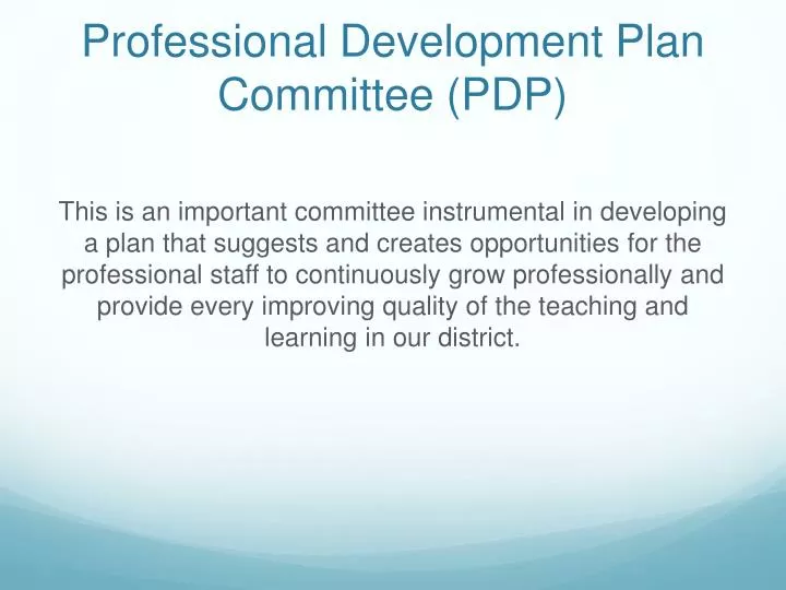 professional development plan committee pdp