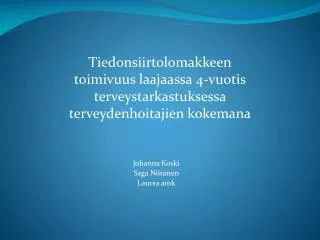 Johanna Koski Saga Niiranen Laurea amk