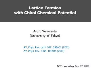 Lattice Fermion with Chiral C hemical Potential