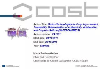 Marta Roldan-Medina Chair and Grant Holder Universidad de Castilla -La Mancha (UCLM)/ Spain