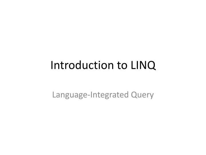 introduction to linq