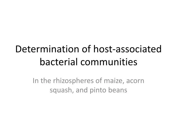 determination of host associated bacterial communities