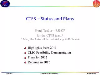 CTF3 – Status and Plans