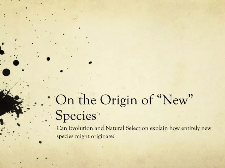 on the origin of new species