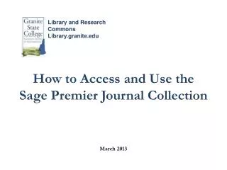 How to Access and Use the Sage Premier Journal Collection