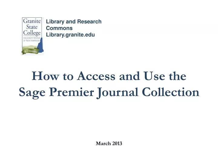 how to access and use the sage premier journal collection