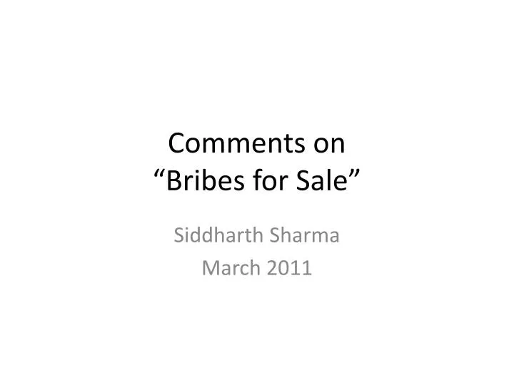comments on bribes for sale