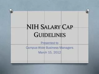 NIH Salary Cap Guidelines