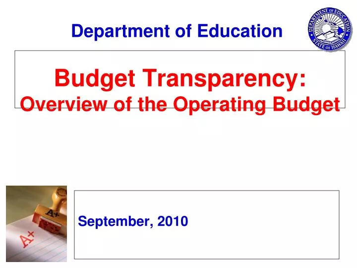 budget transparency overview of the operating budget