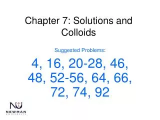 Chapter 7: Solutions and Colloids